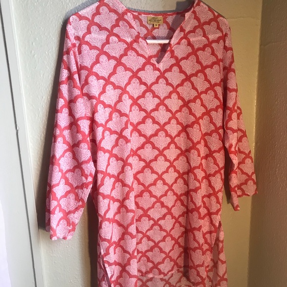 Roberta Roller Rabbit Red Patterned Tunic Caftan - Picture 4 of 8
